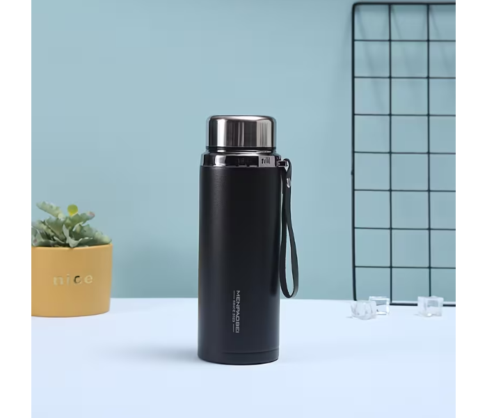 800ml 304 Stainless Steel Double Wall Insulated Tea Cup Vacuum Thermal Travel Mug with Filter Hot & Cold Portable Cup for Car Sports & Home - Black in UAE