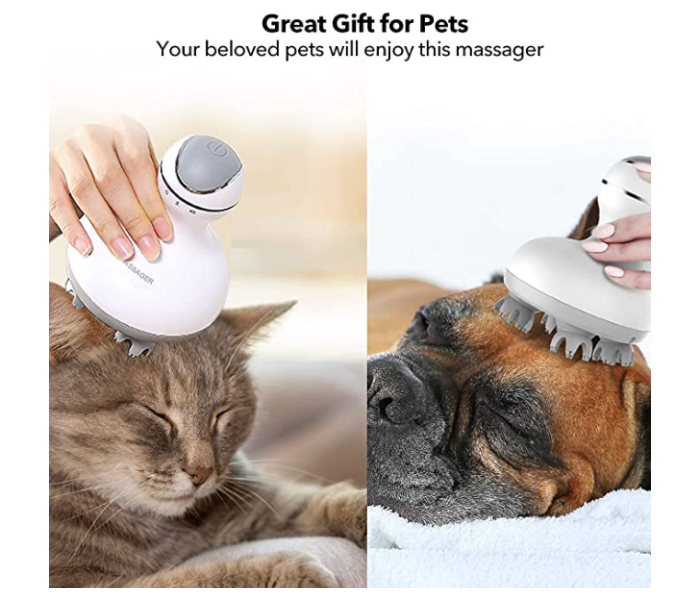 Electric Scalp Head Massager Waterproof | Handheld Portable Head Scratcher with 4 Massage Heads & 84 Nodes for Hair Growth, Deep Clean & Stress Relief in UAE