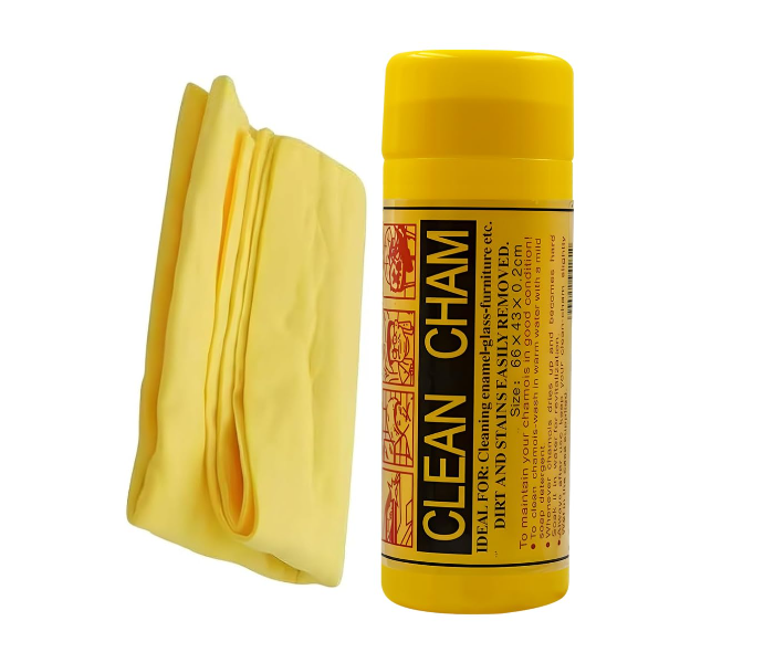 Synthetic Chamois Cloth for Cleaning Car & Bikes | Super Absorbent | Drying Car Reusable Shammy Towel, Multifunctional, Dry & Wet for Glass, Furniture - (Yellow Color, 66x43) in UAE