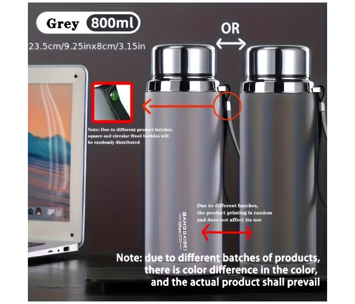 800ml 304 Stainless Steel Double Wall Insulated Tea Cup Vacuum Thermal Travel Mug with Filter Hot & Cold Portable Cup for Car Sports & Home - Grey in UAE