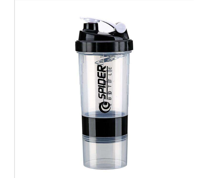 500ml Protein Shaker Bottle With Mixing Ball & Supplement Storage – 17oz BPA-Free Plastic Sports Gym Mixer Cup For Workout, Fitness, Smoothies, Pre-Workout, Protein Powder & Meal Replacement Drinks (Black) in UAE
