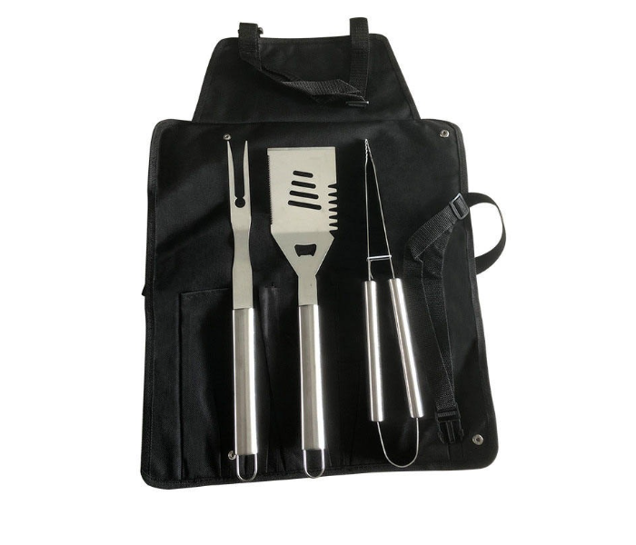 BBQ Apron & Tool Set – Stainless Steel Utensils with Long Handles & Full Apron, Essential Grilling Kit in UAE