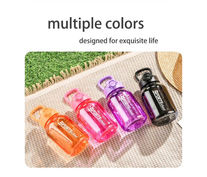 2000ml Large Capacity Transparent Water Bottle BPA-Free Plastic Sports Water Cup with Direct Drinking Lid & Cute Cartoon Sticker - Pink in UAE