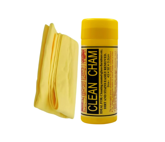 Synthetic Chamois Cloth for Cleaning Car & Bikes | Super Absorbent | Drying Car Reusable Shammy Towel, Multifunctional, Dry & Wet for Glass, Furniture - (Yellow Color, 43x32) in UAE