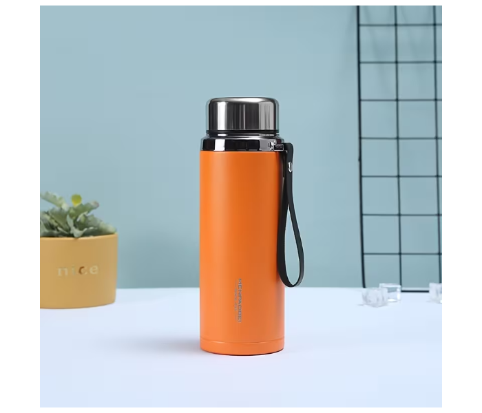 800ml 304 Stainless Steel Double Wall Insulated Tea Cup Vacuum Thermal Travel Mug with Filter Hot & Cold Portable Cup for Car Sports & Home - Orange in UAE