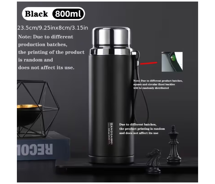800ml 304 Stainless Steel Double Wall Insulated Tea Cup Vacuum Thermal Travel Mug with Filter Hot & Cold Portable Cup for Car Sports & Home - Black in UAE