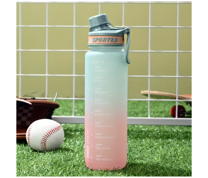 Gradient Plastic Sports Water Bottle 1200ml | Large Capacity BPA-Free Gym, Travel & Outdoor Water Cup with Measurement Scale - Mint Green in UAE