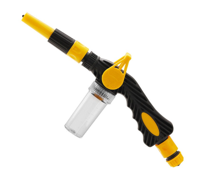 Multifunctional High-Pressure Car Wash Water Spray Gun with Adjustable Nozzle & Built-in Foam Soap Dispenser for Car Cleaning & Garden Watering (Yellow/Black) in UAE