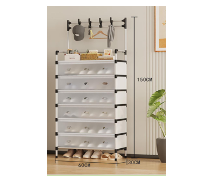 Multifunctional 7-Tier Entryway Storage Rack with Drawers and Hooks - Space Saving Organizer for Home in UAE