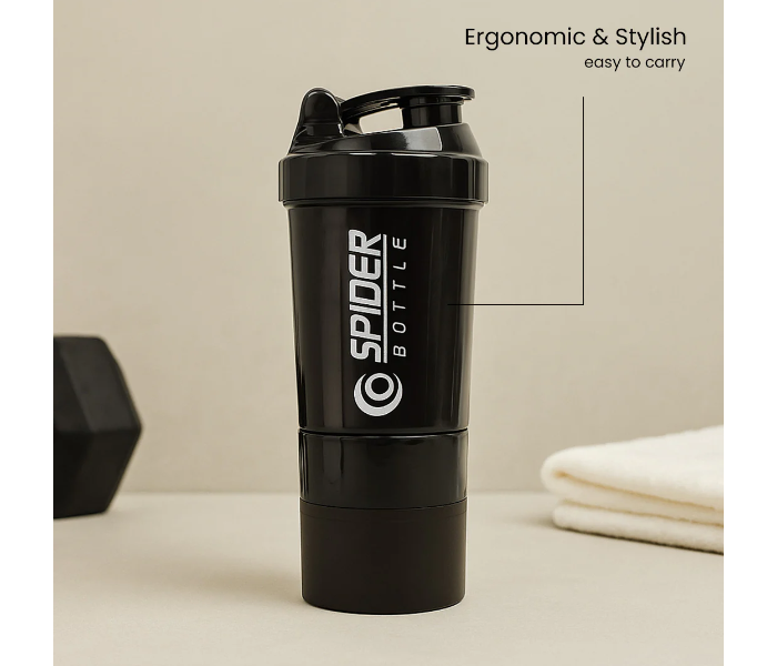 Sports Shaker Bottle Whey Protein Powder Mixing Bottle Sports Nutrition Protein Shaker Fitness Water Bottle With Three-Layer (Black) in UAE