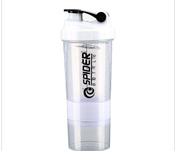 500ml Protein Shaker Bottle With Mixing Ball & Supplement Storage – 17oz BPA-Free Plastic Sports Gym Mixer Cup For Workout, Fitness, Smoothies, Pre-Workout, Protein Powder & Meal Replacement Drinks (White) in UAE