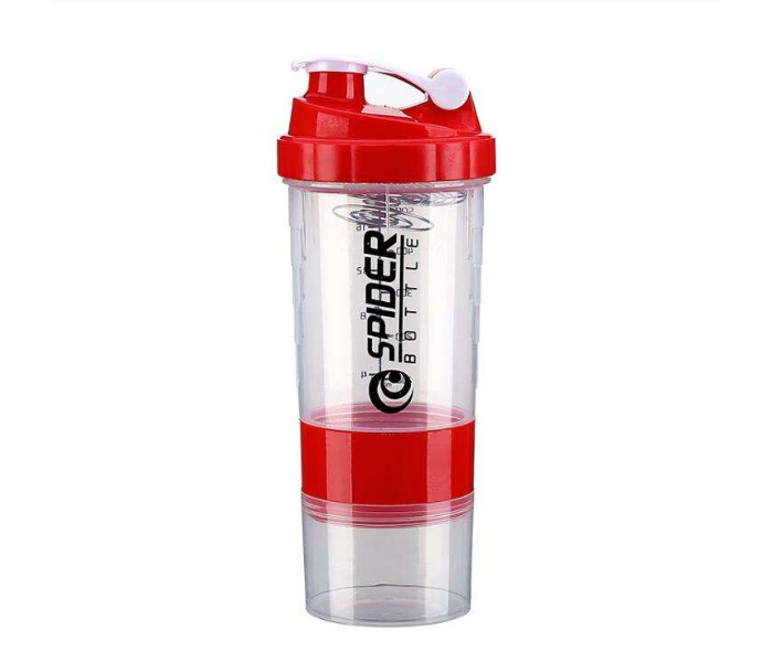 500ml Protein Shaker Bottle With Mixing Ball & Supplement Storage – 17oz BPA-Free Plastic Sports Gym Mixer Cup For Workout, Fitness, Smoothies, Pre-Workout, Protein Powder & Meal Replacement Drinks (Red) in UAE