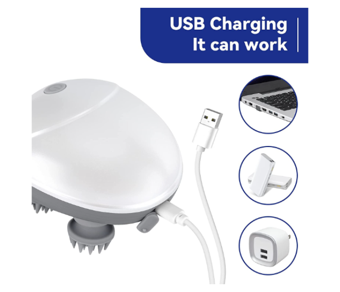 Smart Electric Scalp Massager Rechargeable | 4 Massage Heads Head & Hair Relaxation Device for Stress Relief & Blood Circulation in UAE