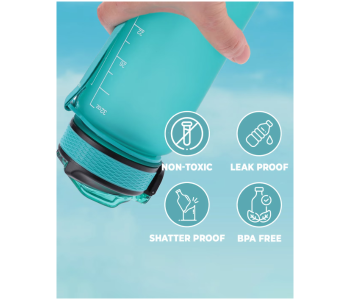 The Better Home 1 Litre Motivational Water Bottle for Adults | Leakproof Sipper Bottle with Time Markings & Measurements | Unbreakable Sports Gym Water Bottle - Mint Green in UAE