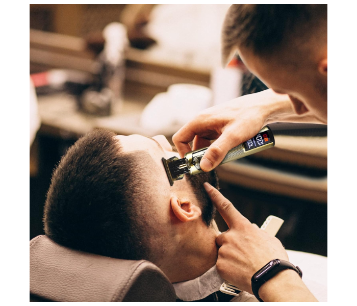 Professional Hair Clippers for Men | Cordless Rechargeable T-Blade Hair Trimmer with LED Display, Zero-Gapped Beard Shaper, Edger & Grooming Kit - Gold in UAE