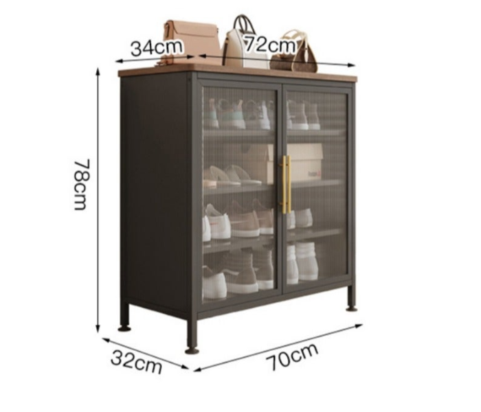 5 Tier Steel Shoe Rack with Transparent Doors | Dustproof Floor Standing Shoe Cabinet with Adjustable Shelves for Home & Office - Black in UAE