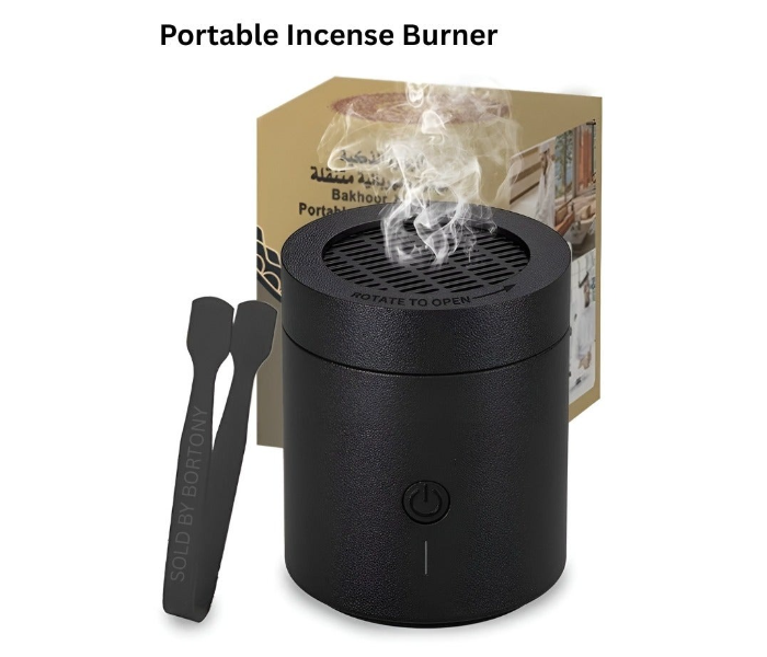 Portable Electric Bakhoor Burner USB Rechargeable Incense Diffuser for Home and Car Black 11cm in UAE
