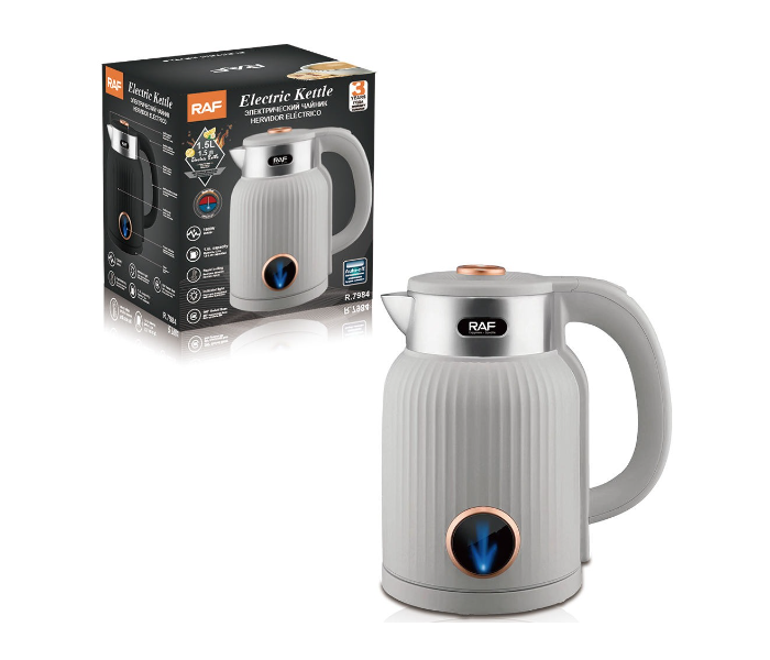 RAF R.7984 Electric Kettle 1.5L - 1500W Rapid Boil, Double-Wall Insulation, 360° Swivel Base & Auto-Off - Elegant Off-White & Rose Gold - Ideal for Ramadan Iftar Tea & Coffee in UAE