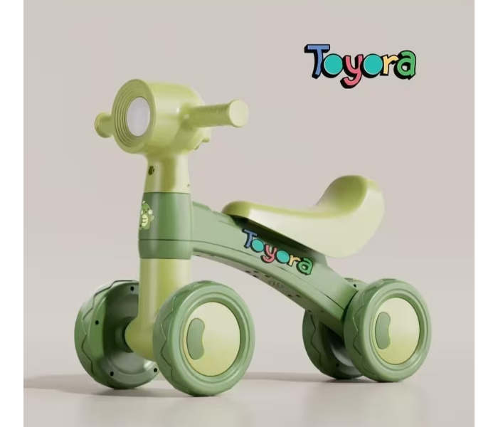 Kids Balance Bike with Music & LED Headlight, 4 Wheel Toddler Ride On Toy, Stable Anti-Rollover Baby Walker Bike, Indoor Outdoor Sliding Car for Toddlers 1-3 Years, Comfortable Seat, Non-Slip Handlebar, Lightweight Push Scooter Training Bike, Early Balance Training Ride On Toy for Boys & Girls, Durable Kids Scooter Walker Toy, Smooth Quiet Wheels, Safe Triangular Structure, Beginner Ride On Balance Bike for Baby Toddlers - GREEN in UAE