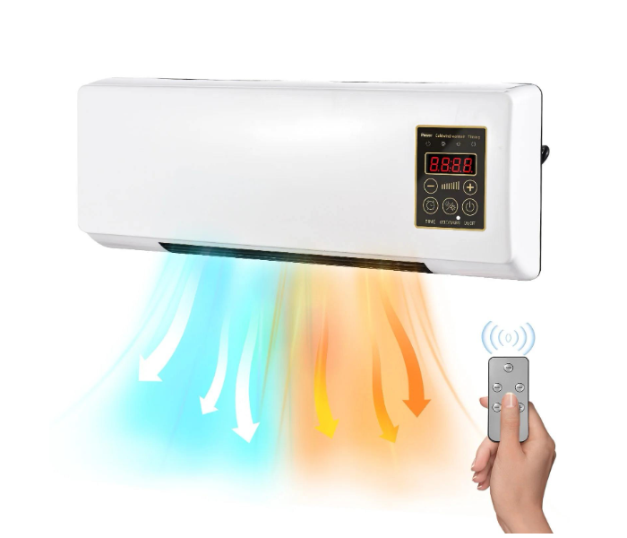 Portable Wall-Mounted 2-in-1 Heater & Cooling Fan with Remote Control - Compact Mini Split Design for Home & Office - White - Ramadan Special Edition in UAE