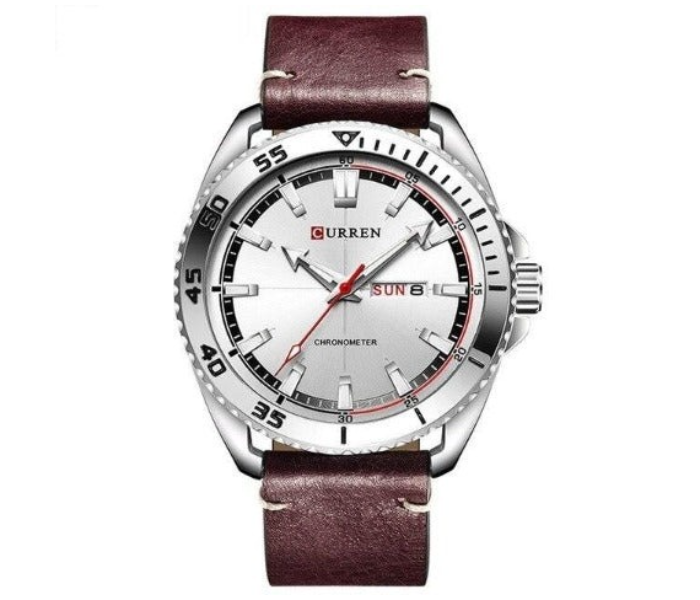 CURREN 8272 Men’s Quartz Analog Watch – Luxury Fashion Leather Strap Wristwatch with Day & Date Display, Water Resistant Business Casual Watch (Brown) in UAE