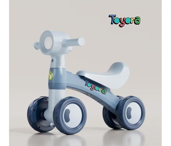 Kids Balance Bike With Music & LED Headlight, 4 Wheel Toddler Ride On Toy, Stable Anti-Rollover Baby Walker Bike, Indoor Outdoor Sliding Car For Toddlers 1-3 Years, Comfortable Seat, Non-Slip Handlebar, Lightweight Push Scooter Training Bike, Early Balance Training Ride On Toy For Boys & Girls, Durable Kids Scooter Walker Toy, Smooth Quiet Wheels, Safe Triangular Structure, Beginner Ride On Balance Bike For Baby Toddlers - BLUE in UAE