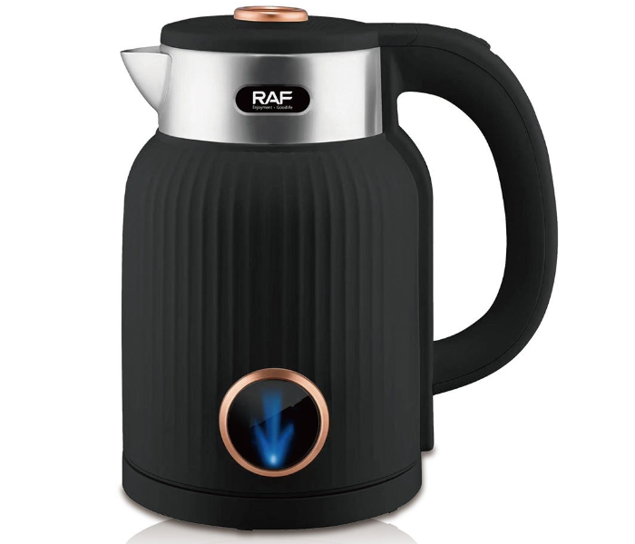 RAF R.7984 Electric Kettle 1.5L - 1500W High Power Fast Boiling, 360° Swivel Base & Auto-Shutoff - Matte Black & Rose Gold Design - Perfect for Ramadan Tea & Coffee Service in UAE