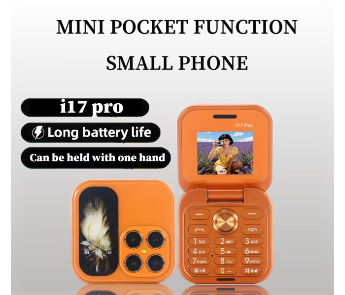 2026 17 PRO edition New Mini Flip Mobile Phone 2 SIM Card Small Display Foldable Cell Phone, Unlocked Flip Phone in UAE