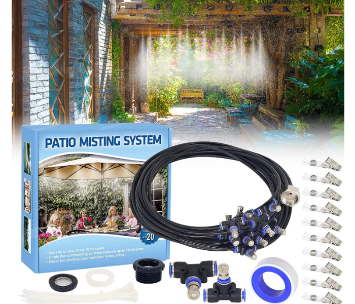 DIY Outdoor Patio Misting Cooling System Kit – Portable Water Mist Spray with High-Pressure Nozzles for Garden, Gazebo, and Greenhouse – Beat the Summer Heat in Dubai & UAE – Easy Installation (10M/15M Line) in UAE