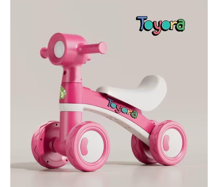 Kids Balance Bike with Music & LED Headlight, 4 Wheel Toddler Ride On Toy, Stable Anti-Rollover Baby Walker Bike, Indoor Outdoor Sliding Car for Toddlers 1-3 Years, Comfortable Seat, Non-Slip Handlebar, Lightweight Push Scooter Training Bike, Early Balance Training Ride On Toy for Boys & Girls, Durable Kids Scooter Walker Toy, Smooth Quiet Wheels, Safe Triangular Structure, Beginner Ride On Balance Bike for Baby Toddlers - PINK in UAE