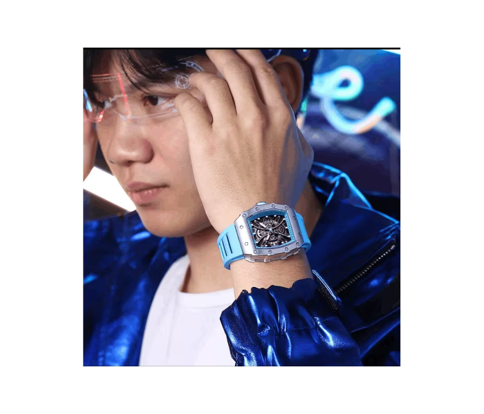 CURREN 8438 Men’s Luxury Rectangle Quartz Watch – Sport Casual Analog Wristwatch with Silicone Rubber Strap, Luminous Hands & Water Resistant Design in UAE