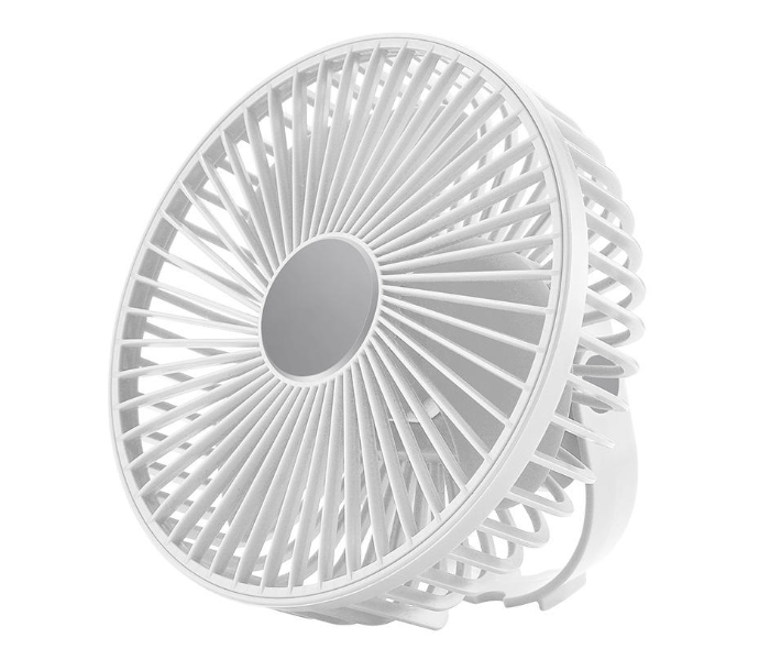 Portable Rechargeable Mini Table Fan - 3-Speed Quiet USB Desk Fan with Adjustable Tilt & Night Light for Home, Office, and Outdoor Travel - White in UAE