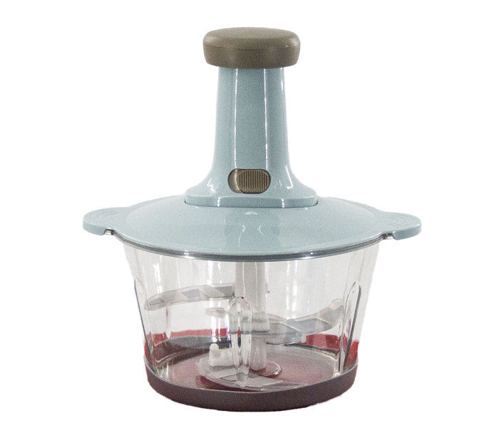 Manual Food Processor & Hand Press Blender (1.5L) - Multipurpose Vegetable Chopper, Meat Grinder & Garlic Mincer - Teal Blue in UAE