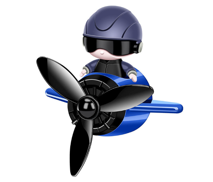 Cartoon Astronaut Pilot Car Air Freshener - Rotating Propeller Car Diffuser Vent Clip - Luxury Interior Accessory & Odor Eliminator for All Car Models - Blue/Black in UAE