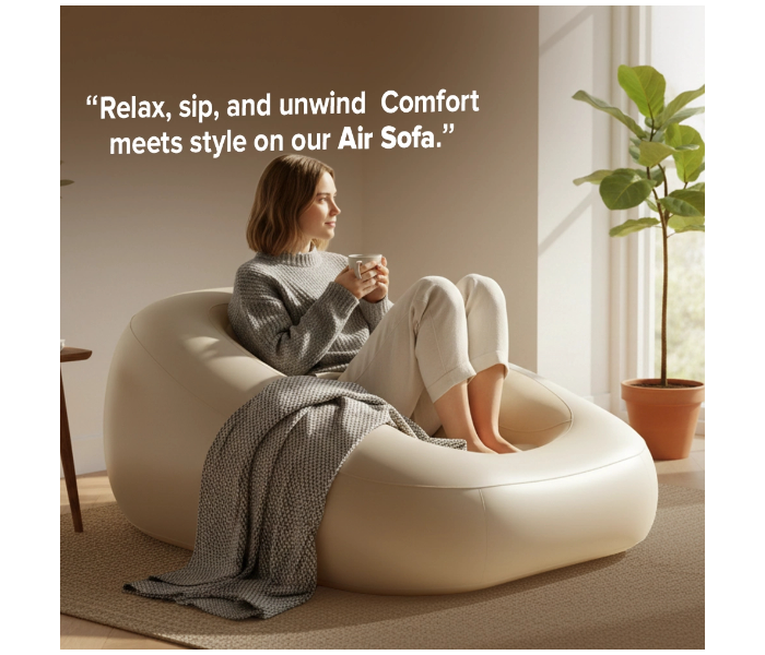 Luxury Inflatable Air Sofa Chair with 3 in 1 Automatic Pump 150×130×70cm Portable Foldable Lounge for Indoor & Outdoor Relaxation in UAE
