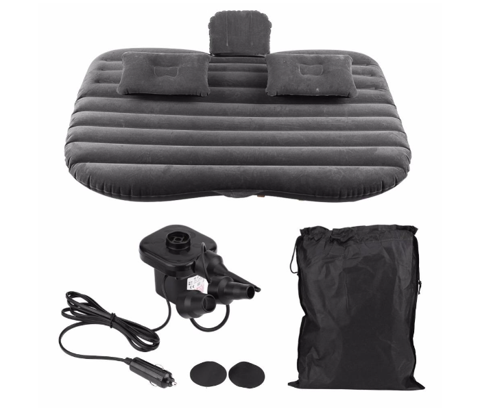 Portable Inflatable Car Air Mattress for Back Seat Travel - Universal SUV & Sedan Sleep Bed with Electric Pump, 2 Pillows & Storage Bag for Camping, Road Trips & Outdoor Use - Black in UAE