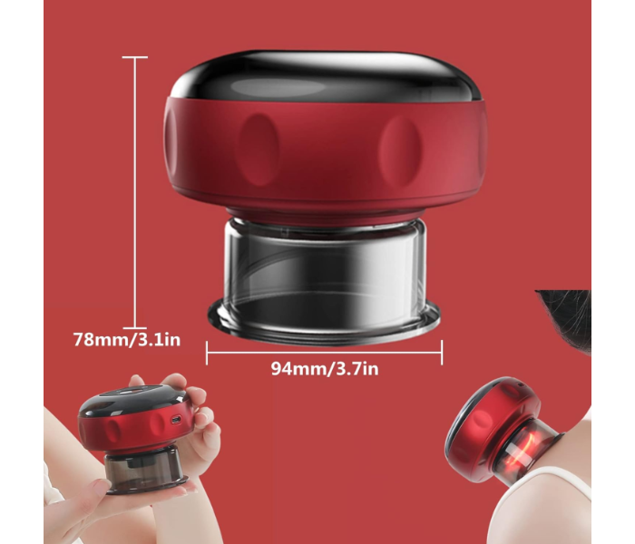 Generic Electric Cup Body Massage Therapy Vacuum Cupping Anti-Cellulite Burning Slimming - Red and Black in UAE