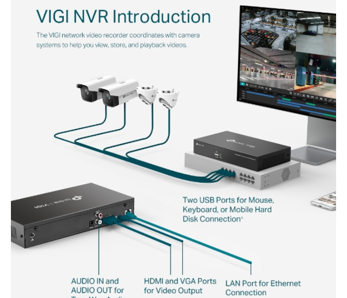 Tp-Link VIGI 8 Channel Network Video Recorder VIGI NVR1008H in UAE