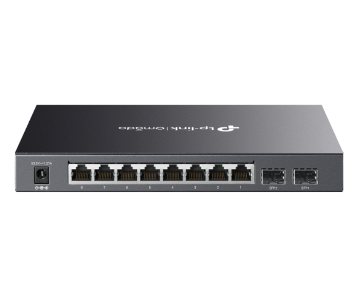 TP-Link SG2210P 10-Port Durable Metal Casing Professional Black 61W PoE+ Power Budget Smart Cloud Management 8-Port Gigabit PoE+ Switch Office Surveillance and Omada SDN Networking in UAE