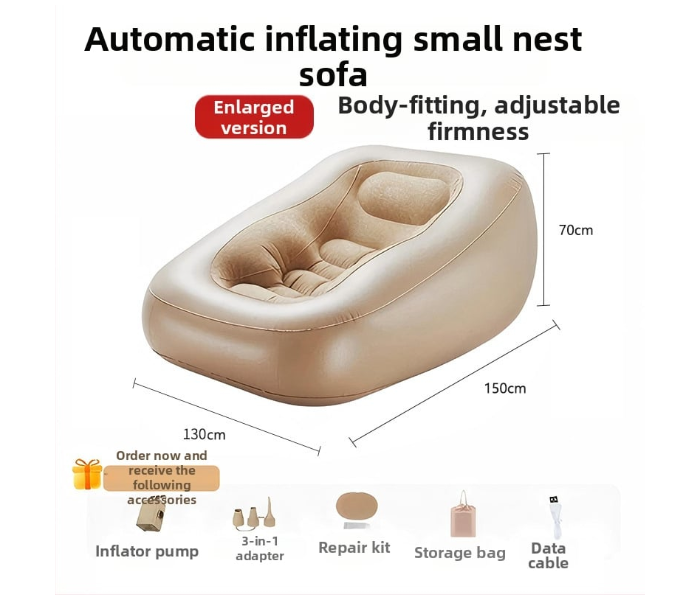 Luxury Inflatable Air Sofa Chair with 3 in 1 Automatic Pump 150×130×70cm Portable Foldable Lounge for Indoor & Outdoor Relaxation in UAE