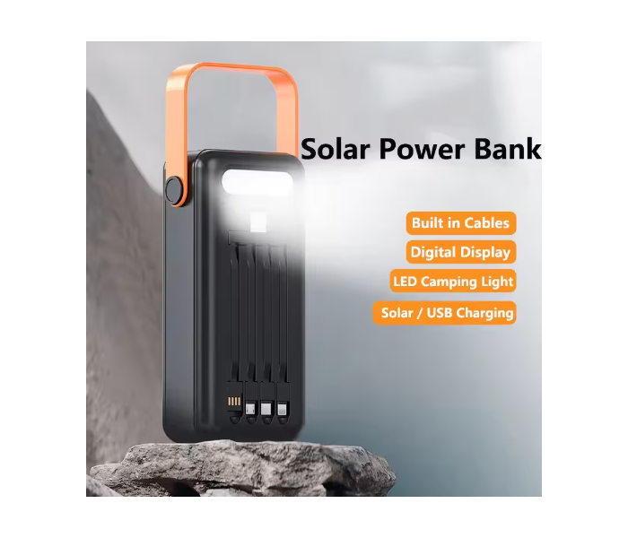 50000mAh Solar Power Bank 22.5W Fast Charging Portable Charger with LED Torch, Multi-Port Outdoor Emergency Battery Pack in UAE