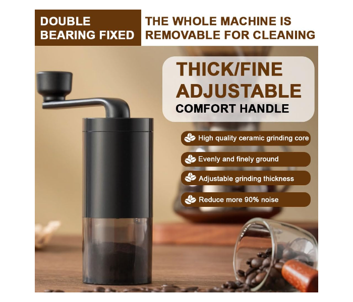 Manual Coffee Bean Grinder Hand Crank Coffee Mill with Adjustable Grind Settings, Portable & Detachable for Easy Cleaning in UAE