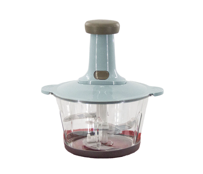 Manual Food Processor & Hand Press Blender (2.0L) - Multipurpose Vegetable Chopper, Meat Grinder & Garlic Mincer - Teal Blue in UAE