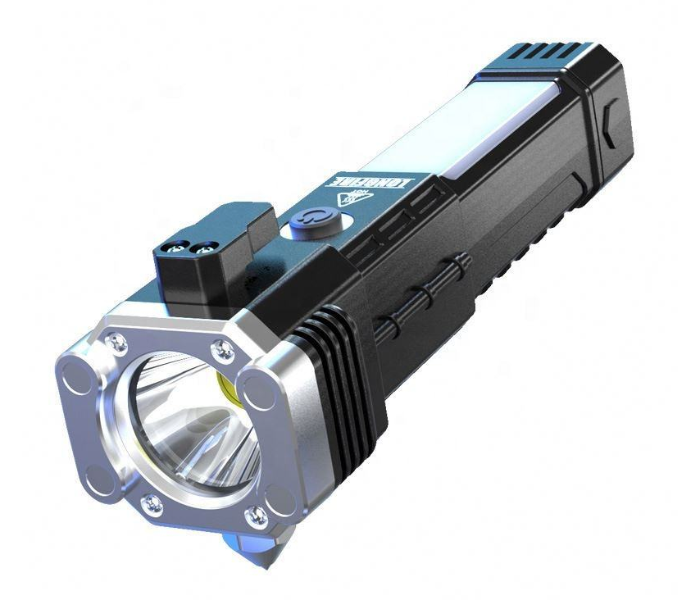 Multi-Functional Rechargeable LED Tactical Flashlight - High Lumens Waterproof Torch with COB Side Light, Window Breaker, & Seatbelt Cutter - Portable Emergency Tool for Car & Outdoor Camping - Black in UAE