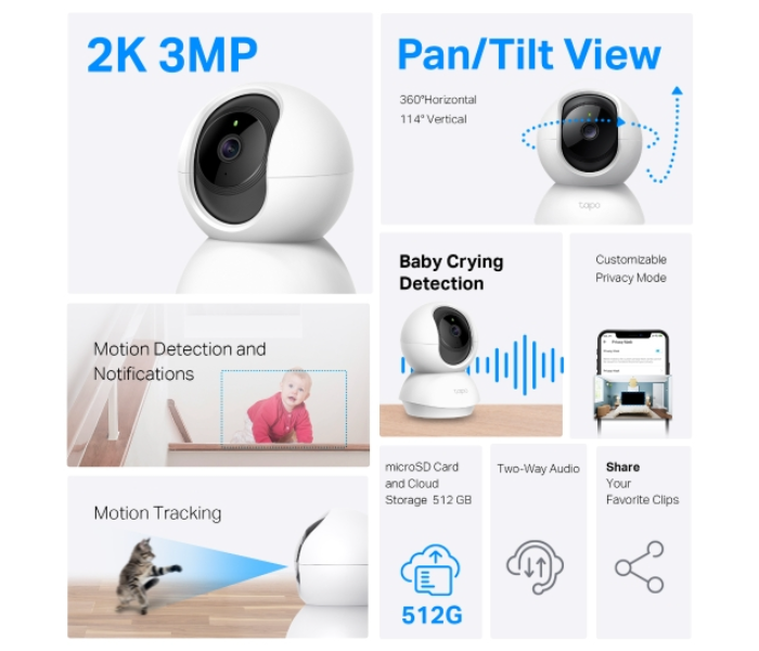 Tp-Link Outdoor Pan/Tilt Security Wi-Fi Camera Tapo C210 in UAE