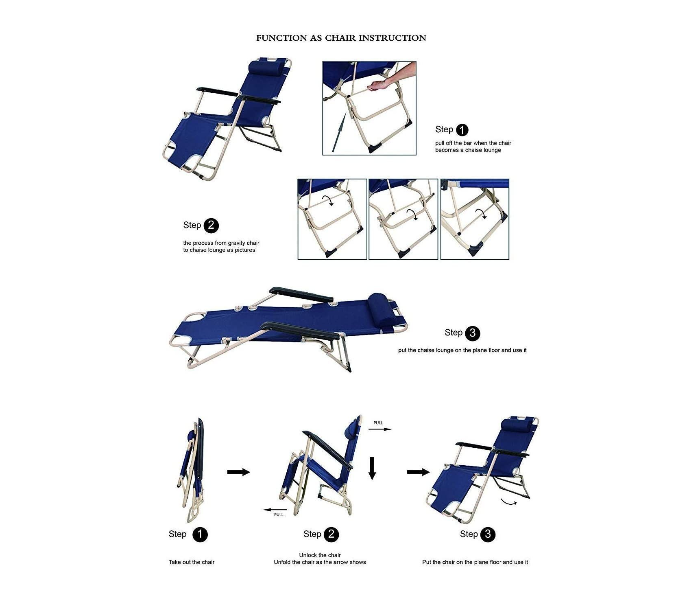 Chaise Lounge Outdoor Portable Folding Patio Recliner Chair with Adjustable Backrest in UAE