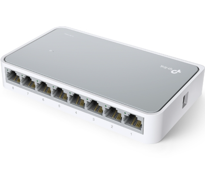 TP-Link TL-SF1008D 8-Port Durable Polycarbonate Sleek White Plug and Play Energy Efficient Desktop Ethernet Switch Home and Small Office Network Expansion in UAE