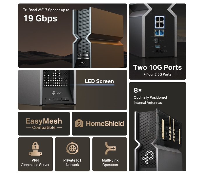Tp-Link BE19000 Tri Band Wifi 7 Router Archer BE800 in UAE