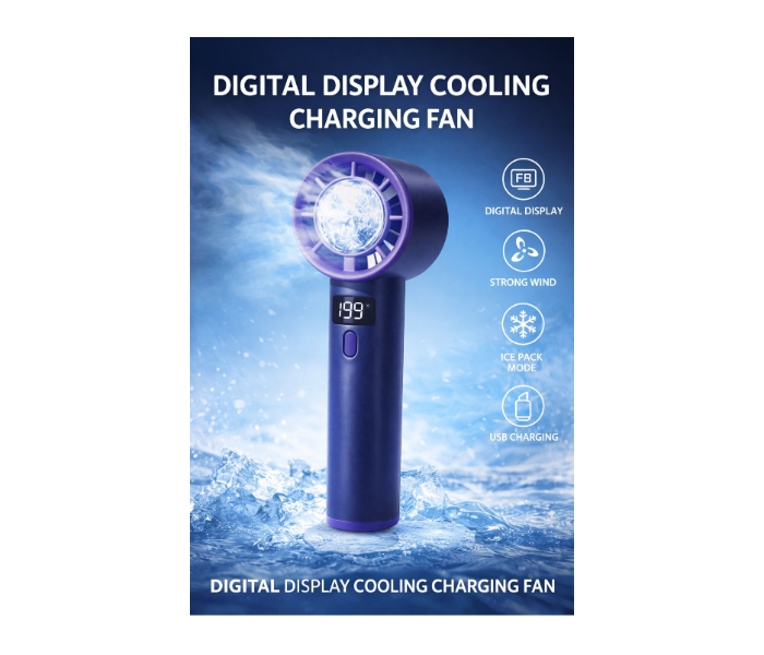Digital Display Cooling Charging Fan Portable Handheld Ice Cooling Fan USB Rechargeable Strong Wind Mini Fan in UAE