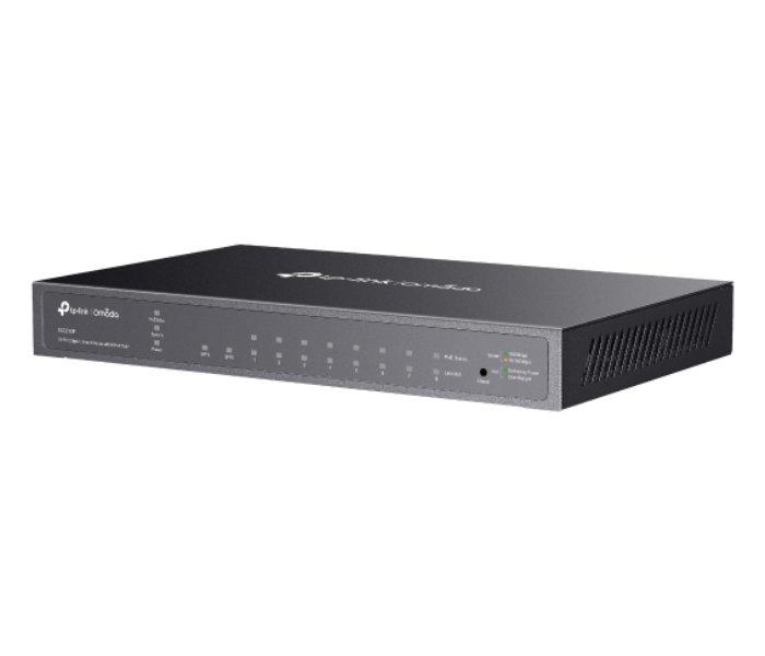 TP-Link SG2210P 10-Port Durable Metal Casing Professional Black 61W PoE+ Power Budget Smart Cloud Management 8-Port Gigabit PoE+ Switch Office Surveillance and Omada SDN Networking in UAE